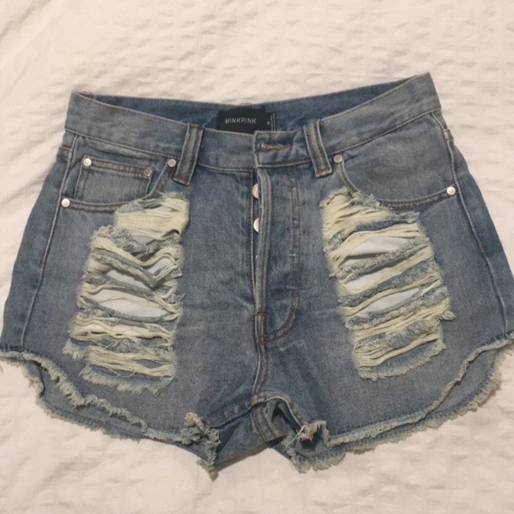 Pink mink high waisted shorts